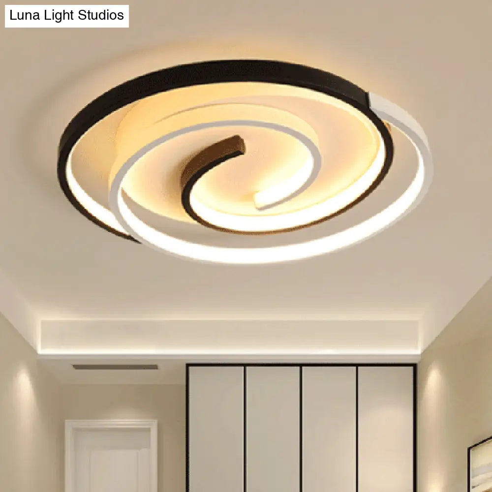 Modern Black And White Swirl Led Ceiling Light For Bedroom Black-White / 18