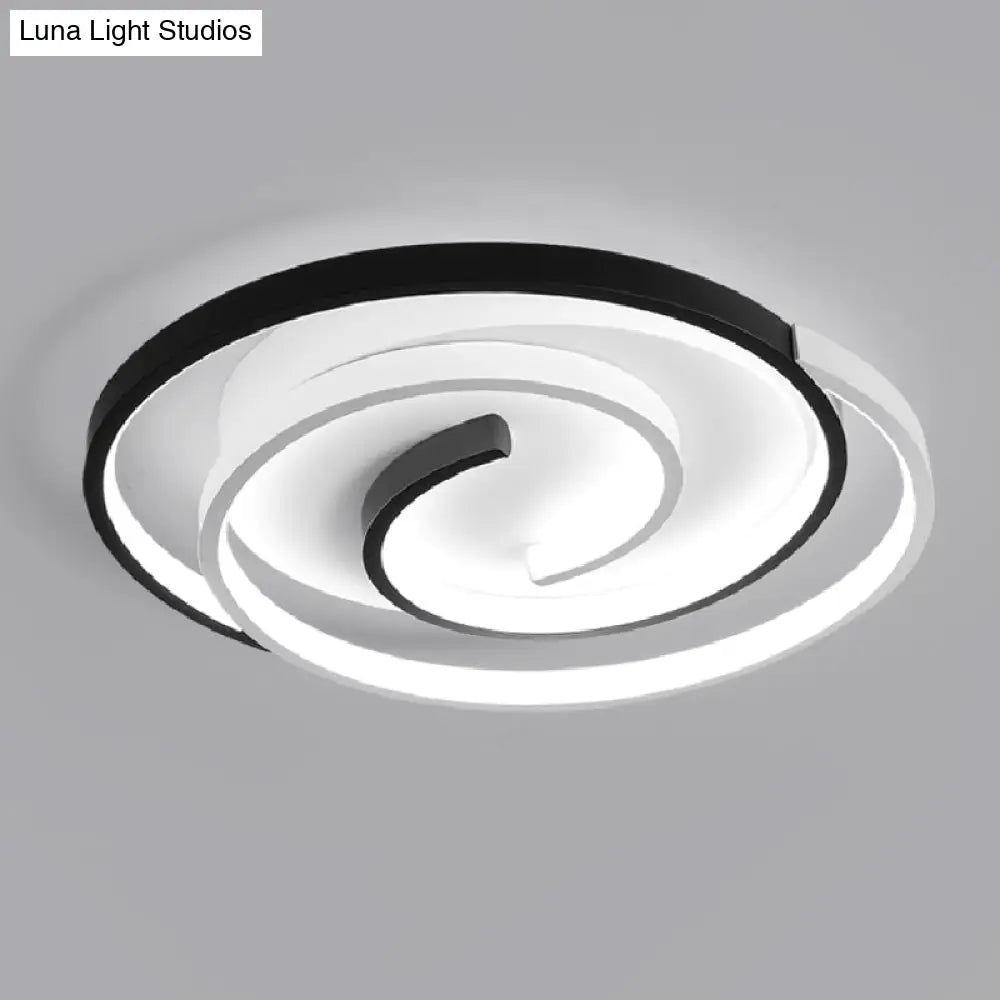 Modern Black And White Swirl Led Ceiling Light For Bedroom Black-White / 21.5