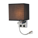 Modern Black/Beige/Coffee Bedside Wall Reading Lamp With Rectangle Fabric Shade Black