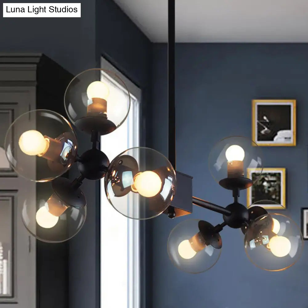 Branch Shape Pendant Light - Modern Black Glass Chandelier With 8 Bulbs For Living Room