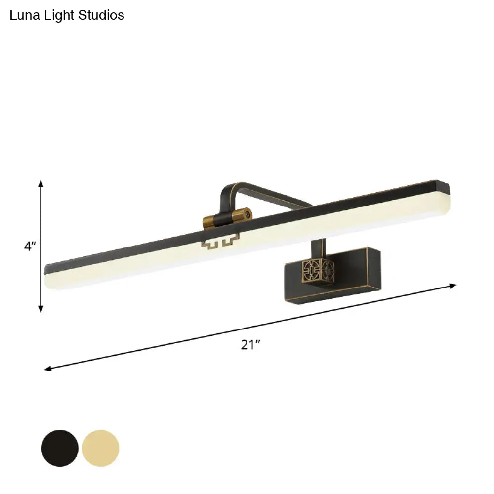 Modern Black/Brass Metal Wall Sconce Led Vanity Light For Dressing Table