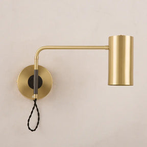 Modern Black & Brass Wall Sconce With Metal Shade - Bedroom Light Fixture