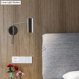 Modern Black & Brass Wall Sconce With Metal Shade - Bedroom Light Fixture