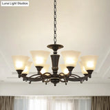 Modern Black Chandelier Lighting Fixture - Bell Frosted Glass 6/8 Bulbs Ideal For Living Room
