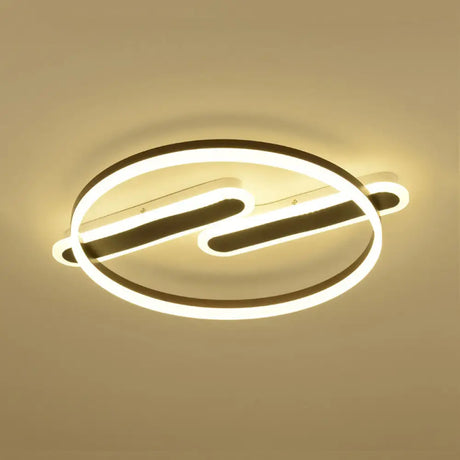 Modern Black Circle Flush Mount Led Ceiling Lamp For Child’s Bedroom Beige / C