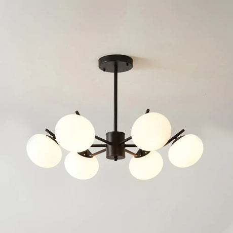 Modern Black/Coffee Ball Hanging Chandelier - Opal Frosted Glass Pendant Ceiling Light For Bedroom