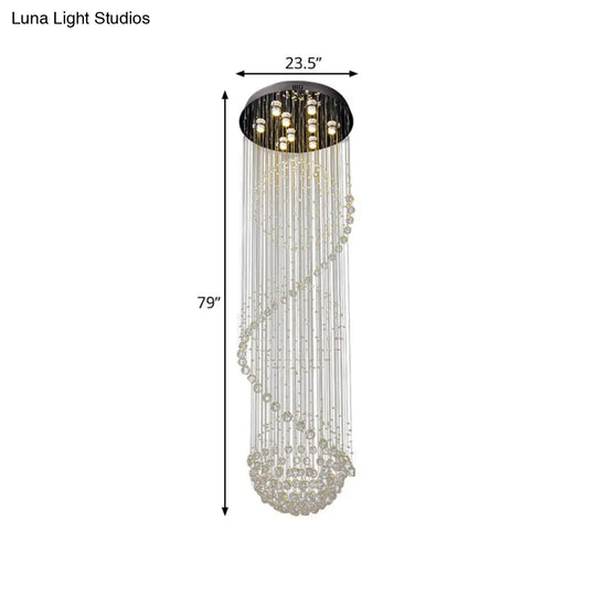 Modern Black Crystal Cluster Pendant: Striking Led Ceiling Hang Fixture With Clear Crystals & 9-Bulb
