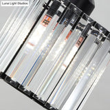 Modern Black Crystal Spiral Cube Pendant Light - 6 Bulbs Multi Light Hanging Fixture Black