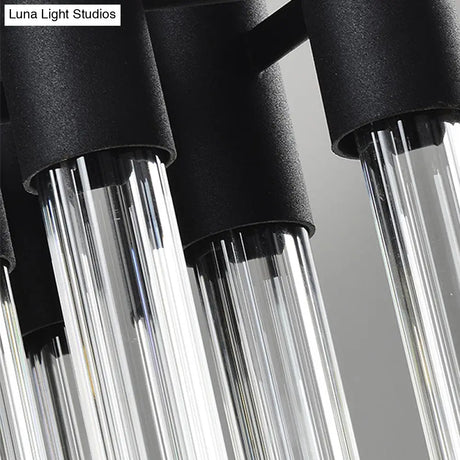 Modern Black Crystal Tube Sconce: 2-Light Wall Mounted Lamp For Living Room