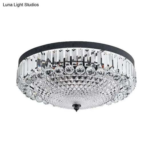 Modern Black Cut-Crystal Flush Mount Lamp For Bedroom Ceiling Lighting