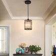 Modern Black Cylinder Pendant Lamp With K9 Crystal For Dining Room