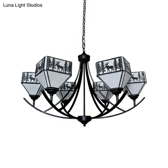 Modern Black Deer Chandelier: American Style Hanging Light With Glass — Ideal For Living Room