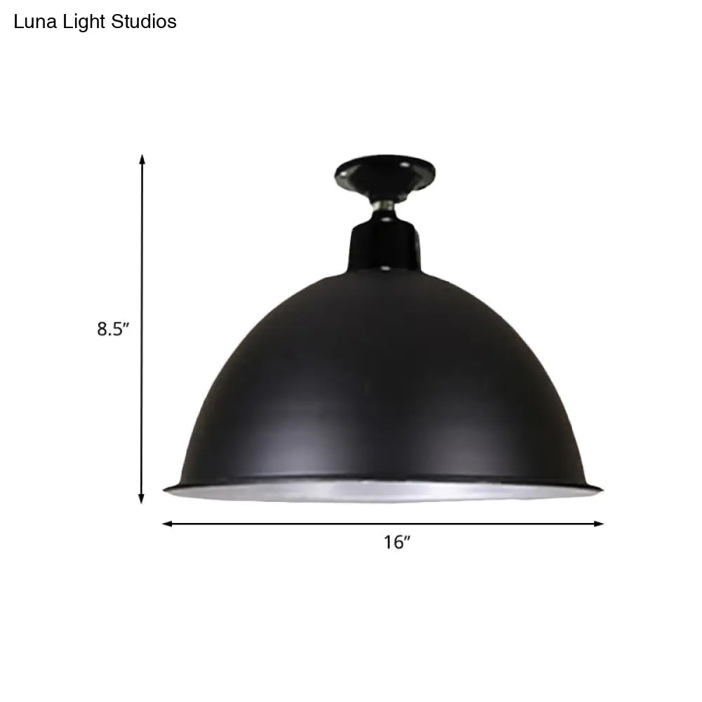 Modern Black Dome Ceiling Light For Dining Room - Loft Style 1 Head 12/14 Width