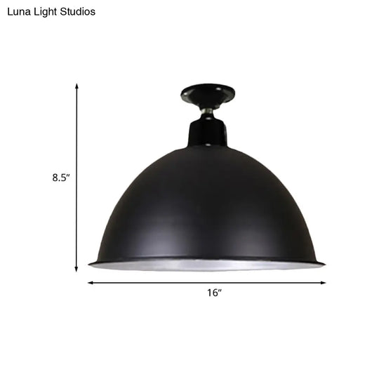 Modern Black Dome Ceiling Light For Dining Room - Loft Style 1 Head 12/14 Width