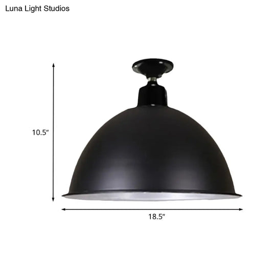 Modern Black Dome Ceiling Light For Dining Room - Loft Style 1 Head 12/14 Width
