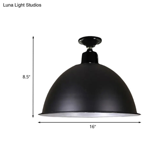 Modern Black Dome Ceiling Light For Dining Room - Loft Style 1 Head 12’/14’ Width