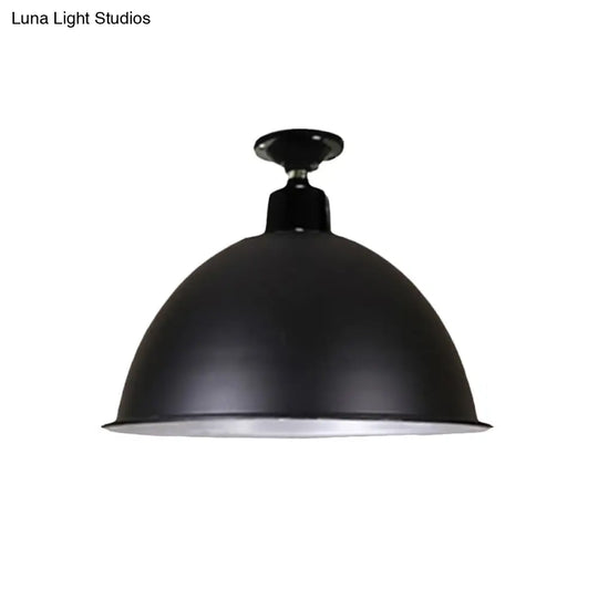 Modern Black Dome Ceiling Light For Dining Room - Loft Style 1 Head 12/14 Width