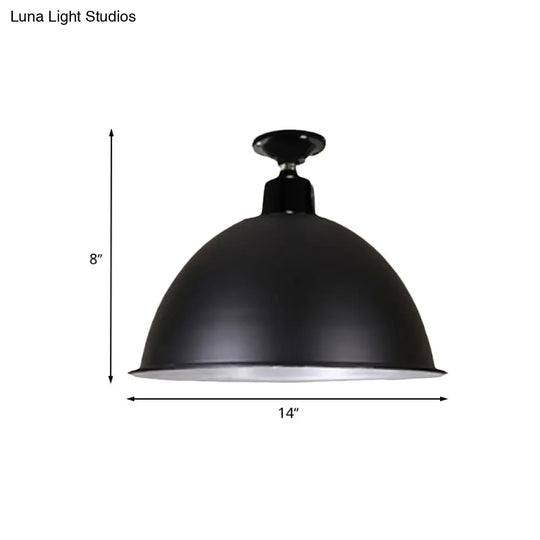 Modern Black Dome Ceiling Light For Dining Room - Loft Style 1 Head 12/14 Width