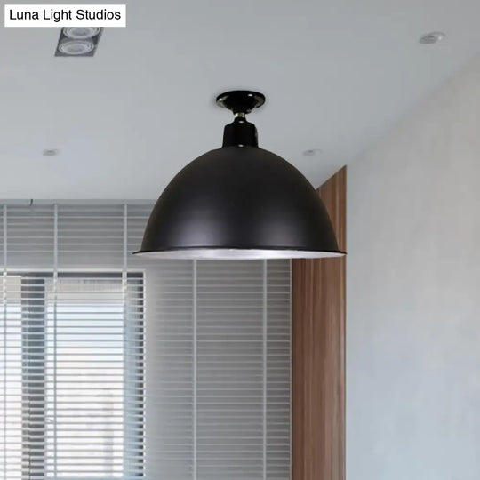 Modern Black Dome Ceiling Light For Dining Room - Loft Style 1 Head 12’/14’ Width