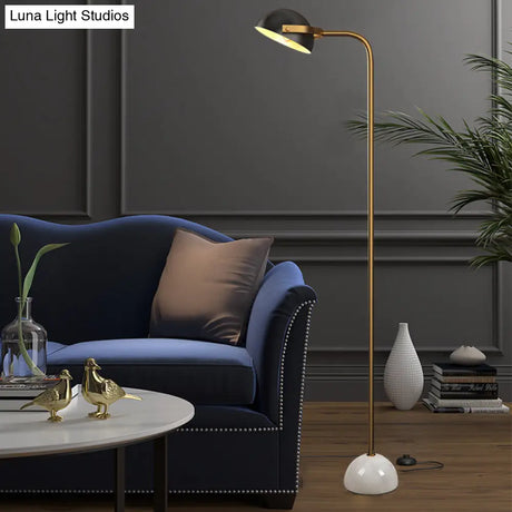 Modern Black Domed Rotatable Floor Lamp With Metallic Handle
