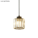 Modern Black Drum Pendant Light With Clear Crystal 1 Head - Stylish Ceiling Hanging Fixture For