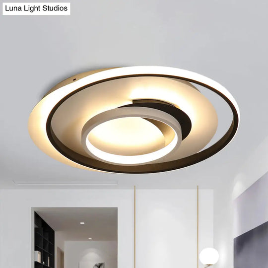 Modern Black Flush Ceiling Lighting Fixture - 18/21.5 Round Acrylic Led Light In Warm/White