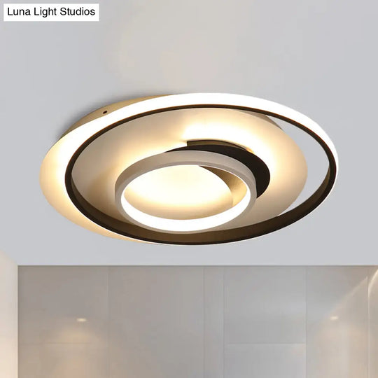 Modern Black Flush Ceiling Lighting Fixture - 18’/21.5’ Round Acrylic Led Light In Warm/White
