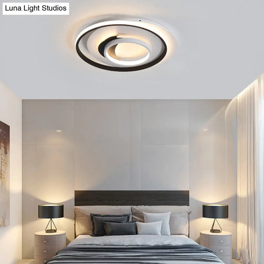 Modern Black Flush Ceiling Lighting Fixture - 18/21.5 Round Acrylic Led Light In Warm/White