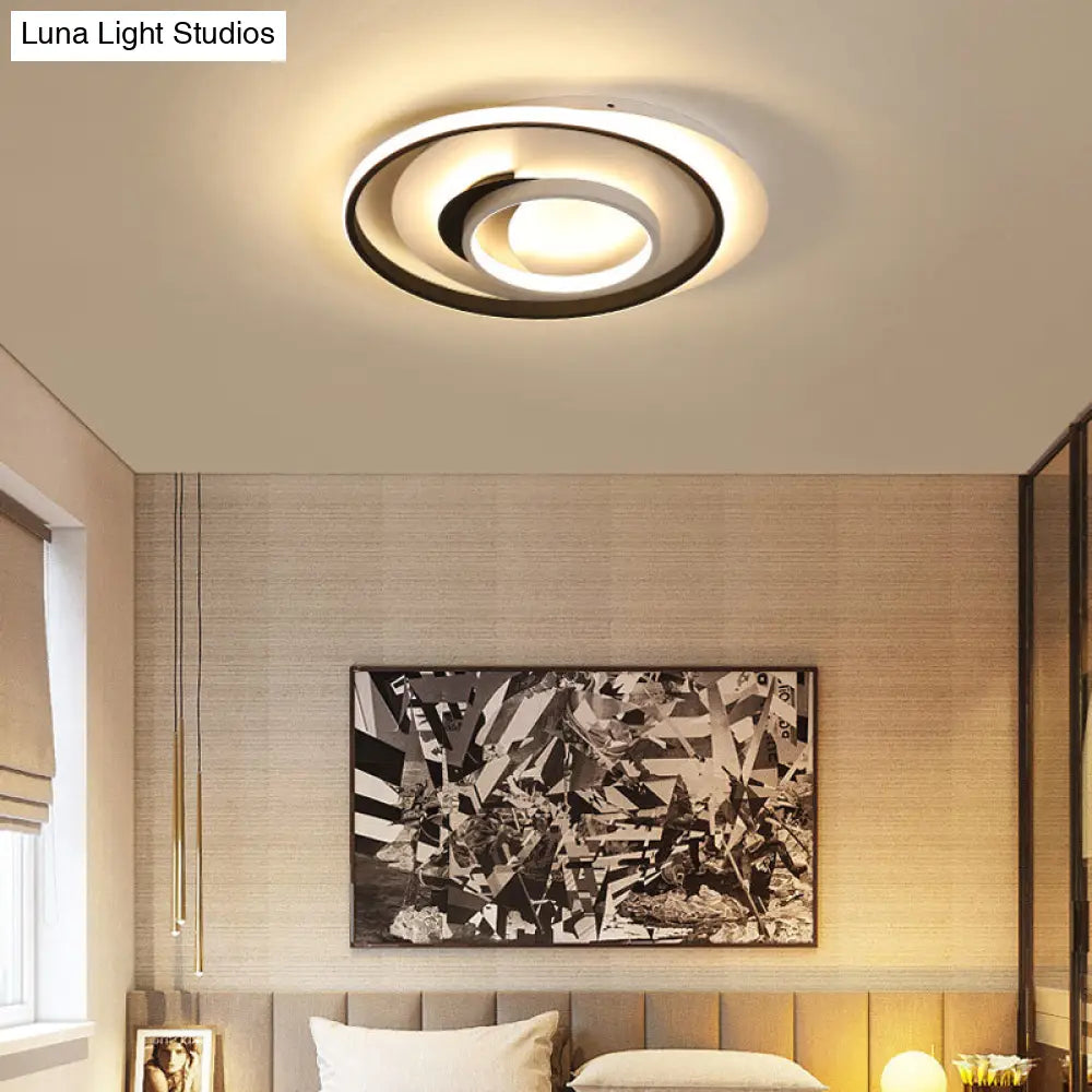 Modern Black Flush Ceiling Lighting Fixture - 18/21.5 Round Acrylic Led Light In Warm/White