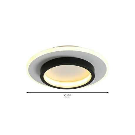 Modern Black Geometric Led Ceiling Flush Light - Nordic Metal Fixture For Aisle / White Round