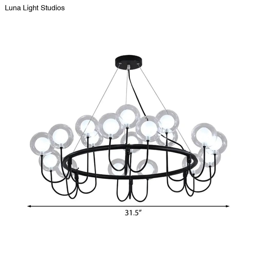 Modern Black Glass Led Chandelier For Living Room - Hanging Ceiling Lamp