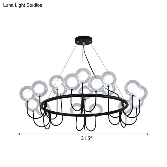 Modern Black Glass Led Chandelier For Living Room - Hanging Ceiling Lamp