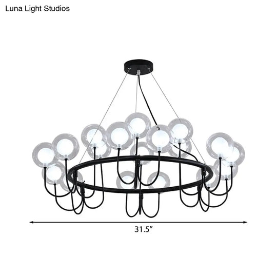 Modern Black Glass Globe Led Chandelier: Stylish Ceiling Hanging Lamp For Living Room
