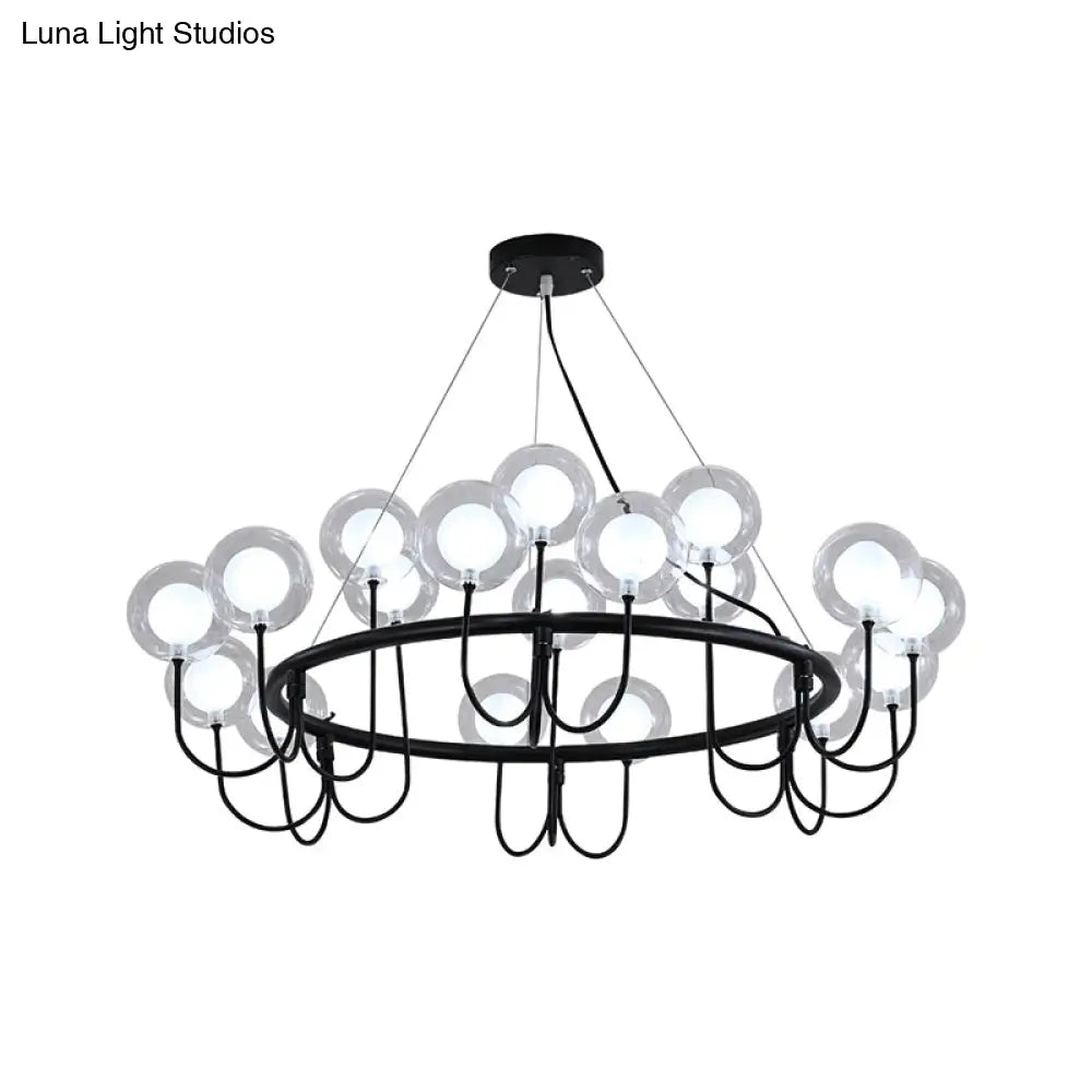 Modern Black Glass Led Chandelier For Living Room - Hanging Ceiling Lamp