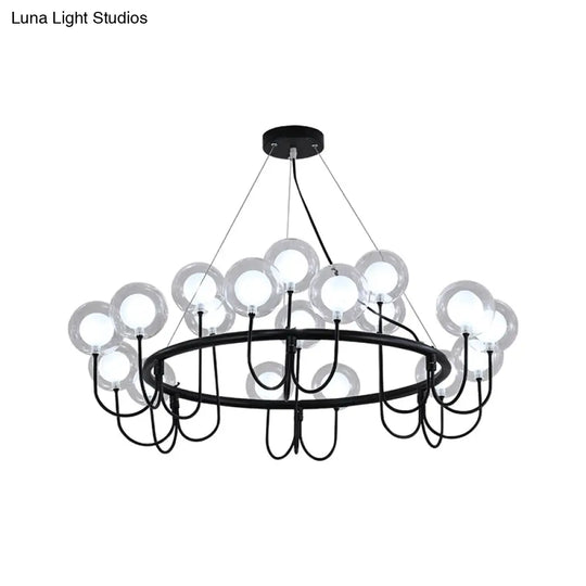 Modern Black Glass Led Chandelier For Living Room - Hanging Ceiling Lamp