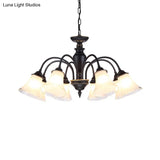 Modern Black Glass Pendant Chandelier With Multiple Light Options For Living Room