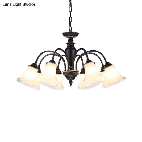 Modern Black Glass Pendant Chandelier With Multiple Light Options For Living Room