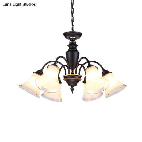 Modern Black Glass Pendant Chandelier With Multiple Light Options For Living Room