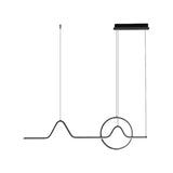 Modern Black/Gold Aluminum Linear Led Island Lighting With Sun And Mountain Design - Warm/White