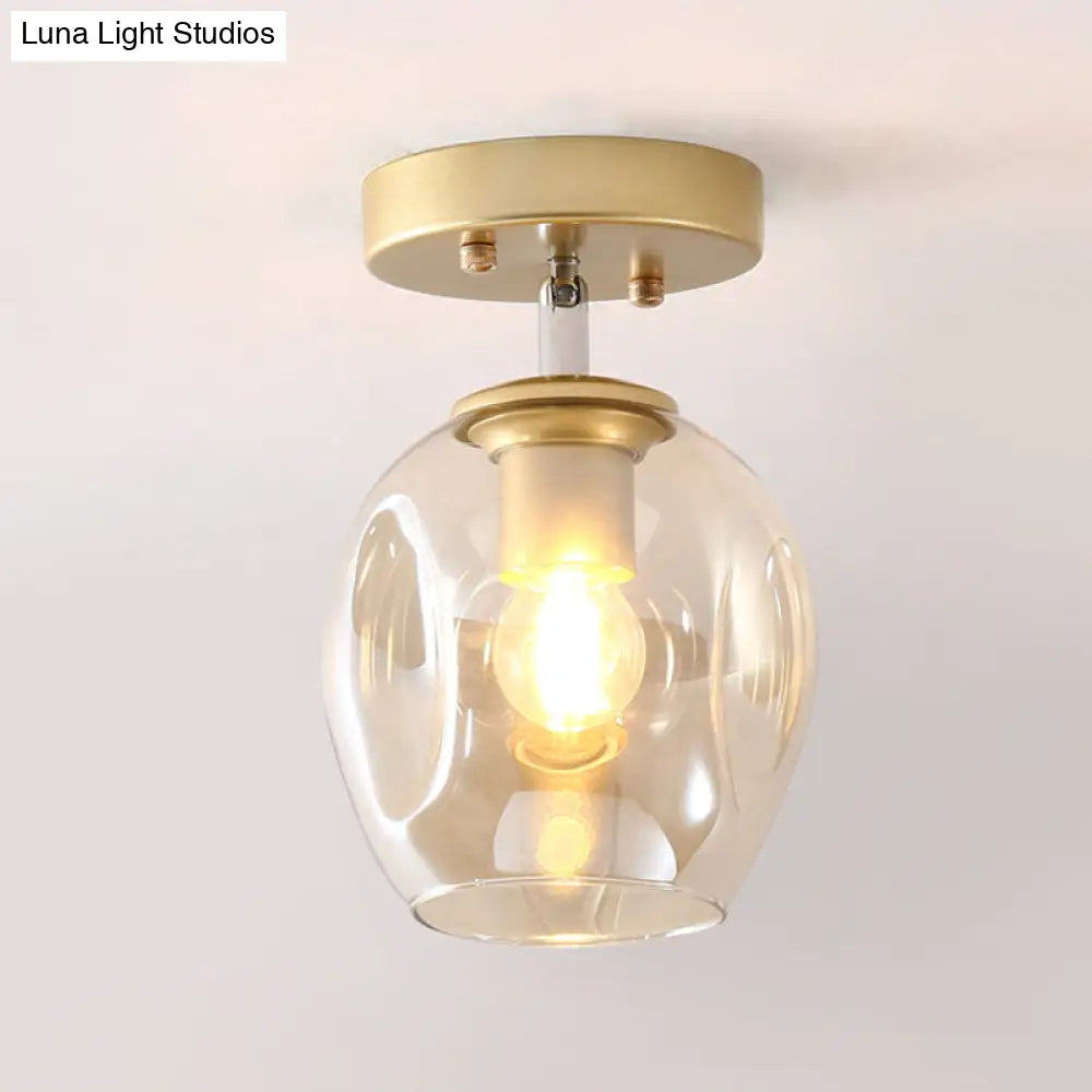 Modern Black/Gold Carafe Semi Flush Light - 1 Clear/Amber/Smoke Gray Glass Shade