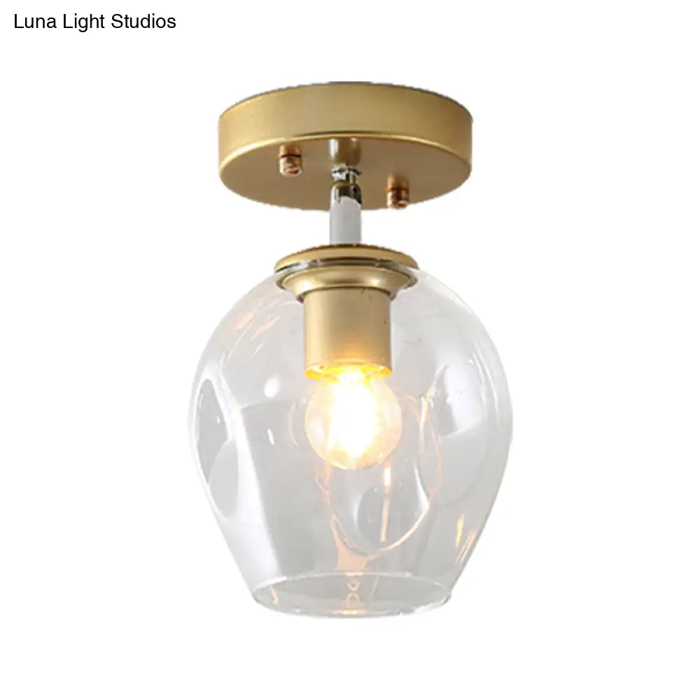 Modern Black/Gold Carafe Semi Flush Light - 1 Clear/Amber/Smoke Gray Glass Shade