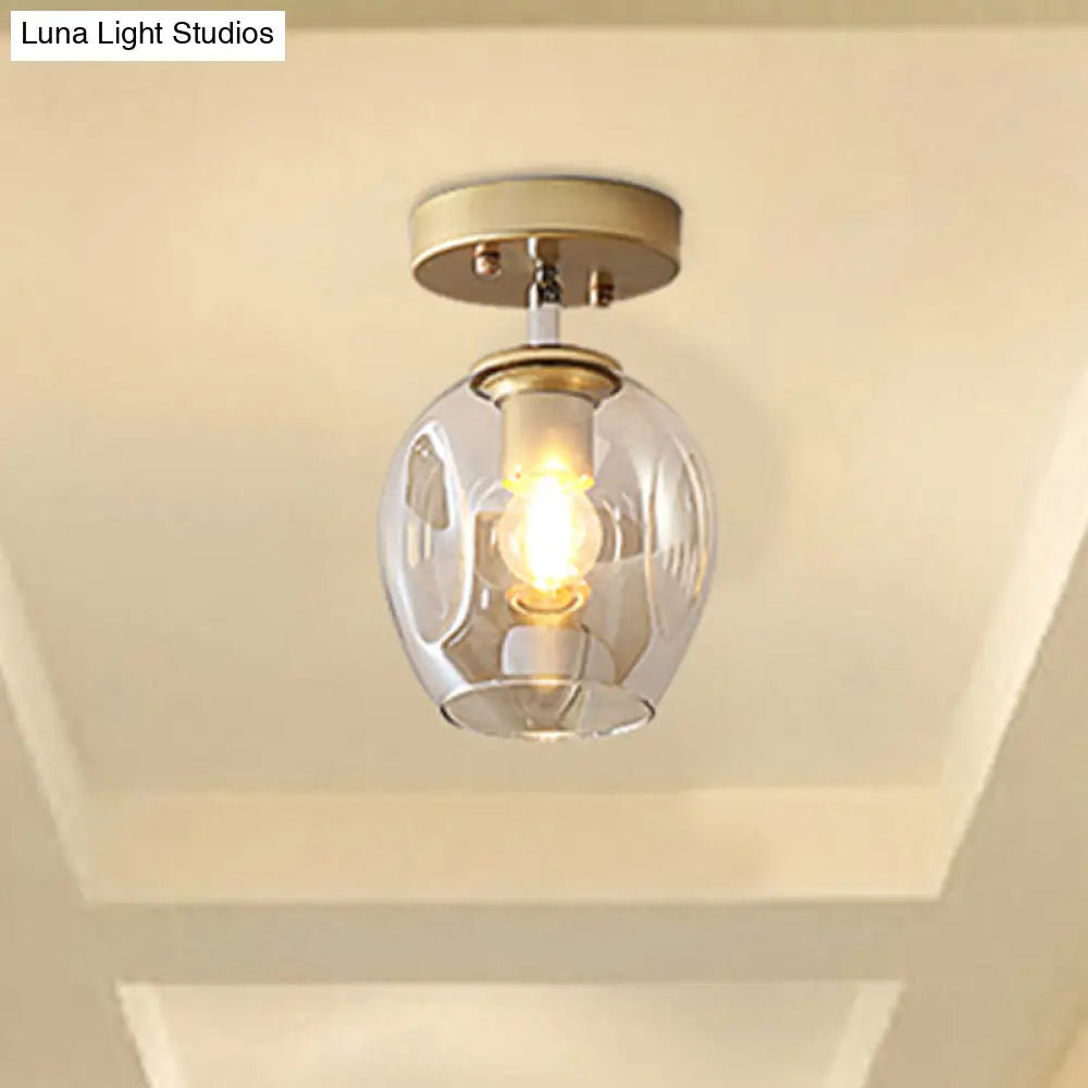 Modern Black/Gold Carafe Semi Flush Light - 1 Clear/Amber/Smoke Gray Glass Shade