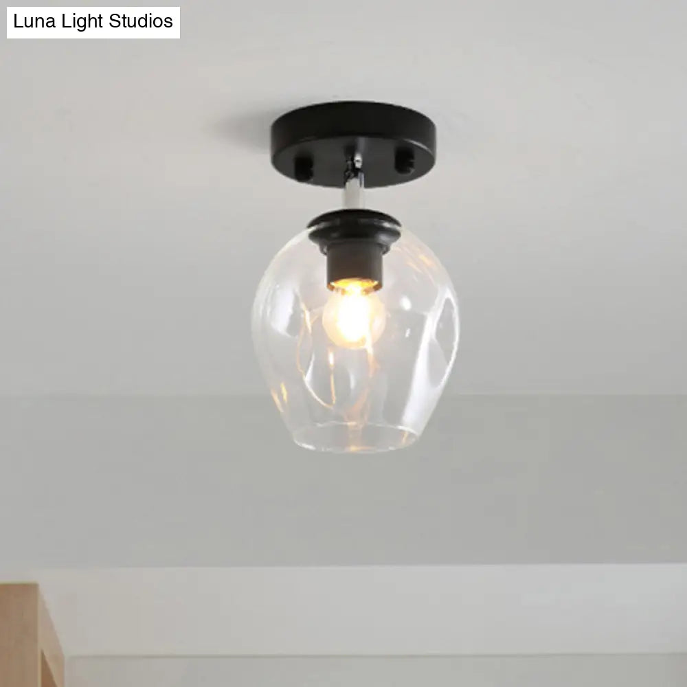 Modern Black/Gold Carafe Semi Flush Light - 1 Clear/Amber/Smoke Gray Glass Shade