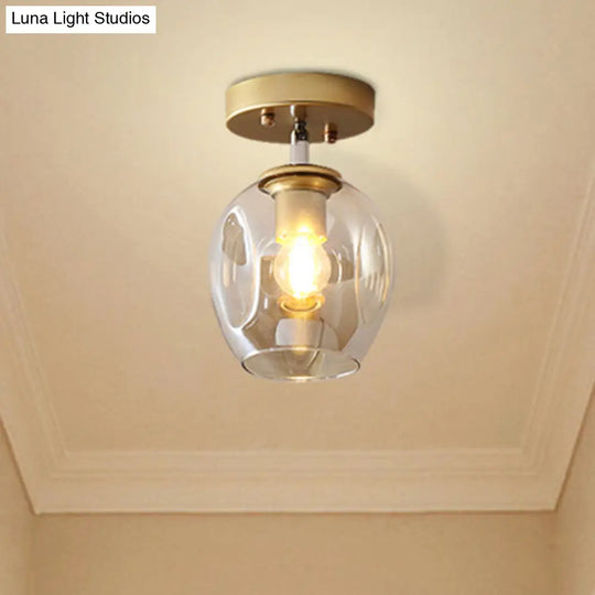 Modern Black/Gold Carafe Semi Flush Light - 1 Clear/Amber/Smoke Gray Glass Shade