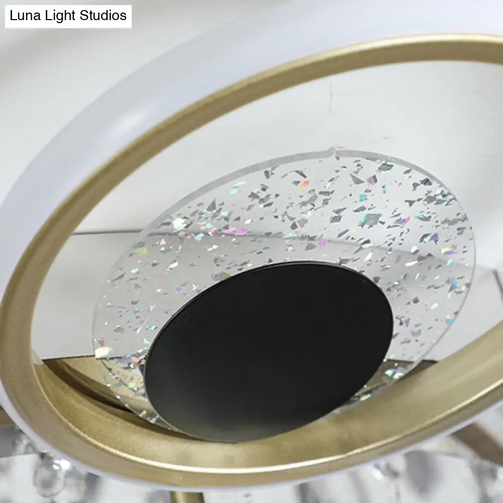 Modern Black-Gold Floral Flush Mount Led Ceiling Light For Sitting Room