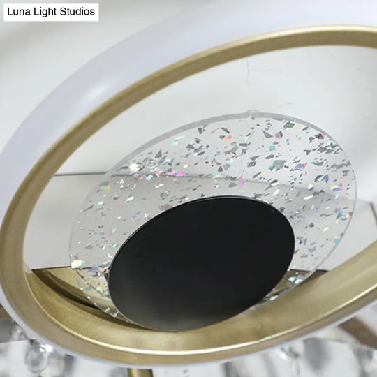 Modern Black-Gold Floral Flush Mount Led Ceiling Light For Sitting Room