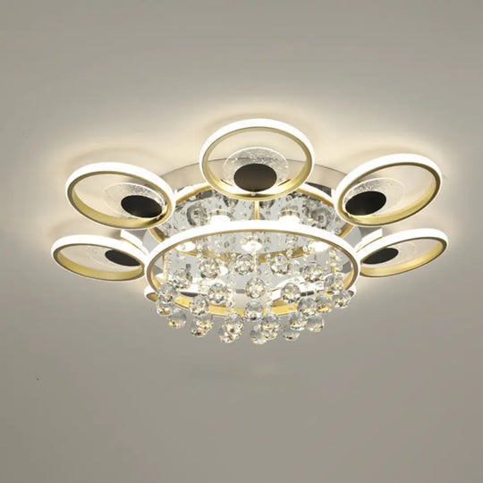 Modern Black-Gold Floral Flush Mount Led Ceiling Light For Sitting Room / 33.5 Natural