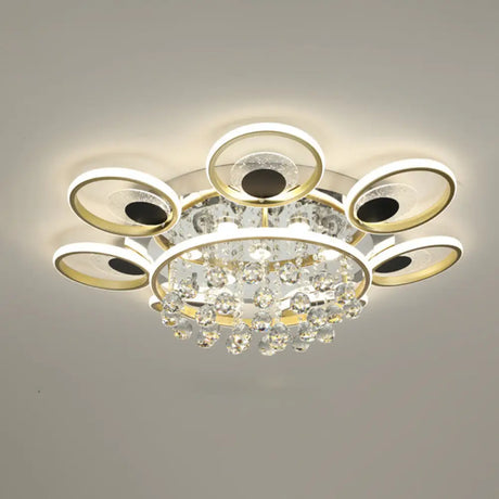Modern Black-Gold Floral Flush Mount Led Ceiling Light For Sitting Room / 33.5 Natural
