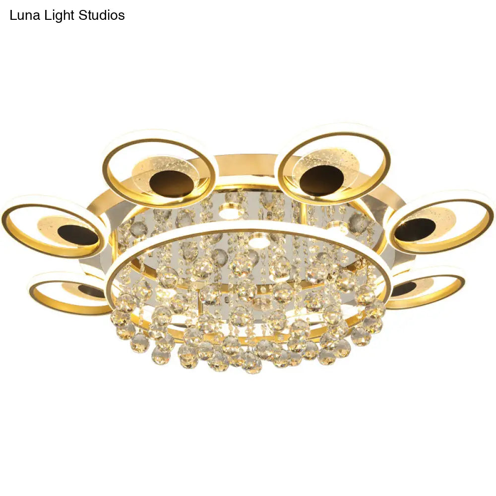 Modern Black-Gold Floral Flush Mount Led Ceiling Light For Sitting Room