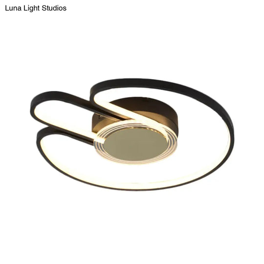 Modern Black/Gold Geometric Frame Flushmount - 16/19.5 Led Metal Flush Mounted Lighting